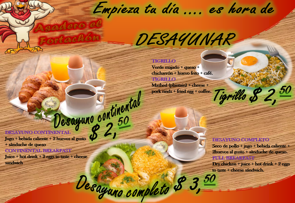 Carta de Restaurante Asadero El Fortachòn en quito, pichincha — página 1